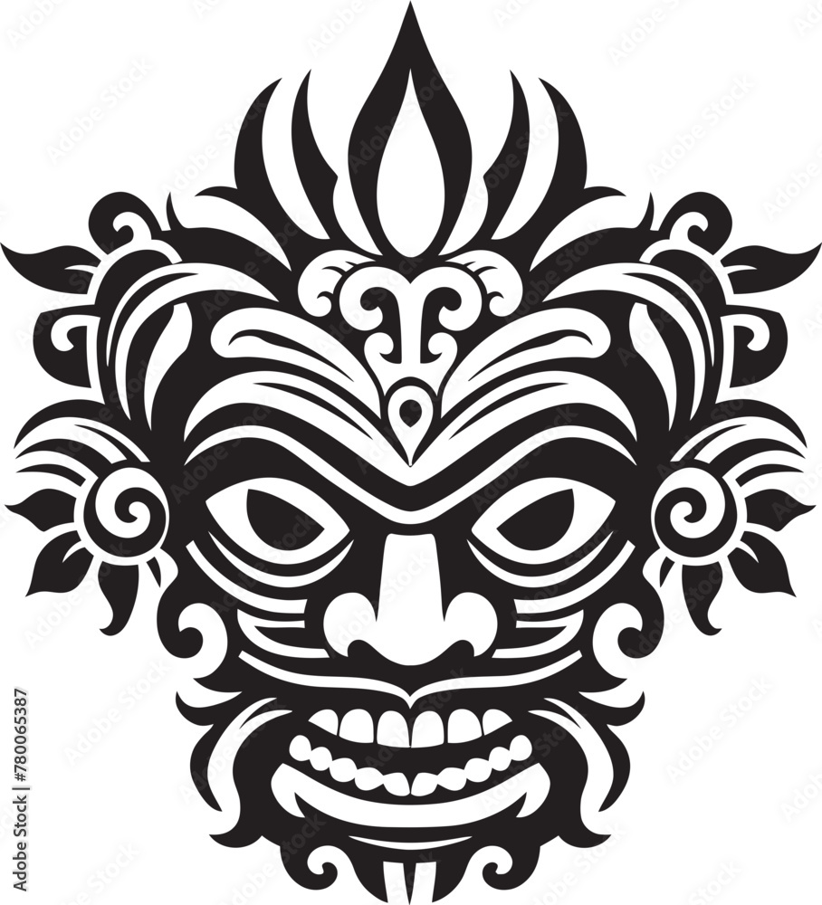 Cultural Essence: Balinese Mask Logo Design Enigmatic Elegance: Bali Mask Emblem Graphics