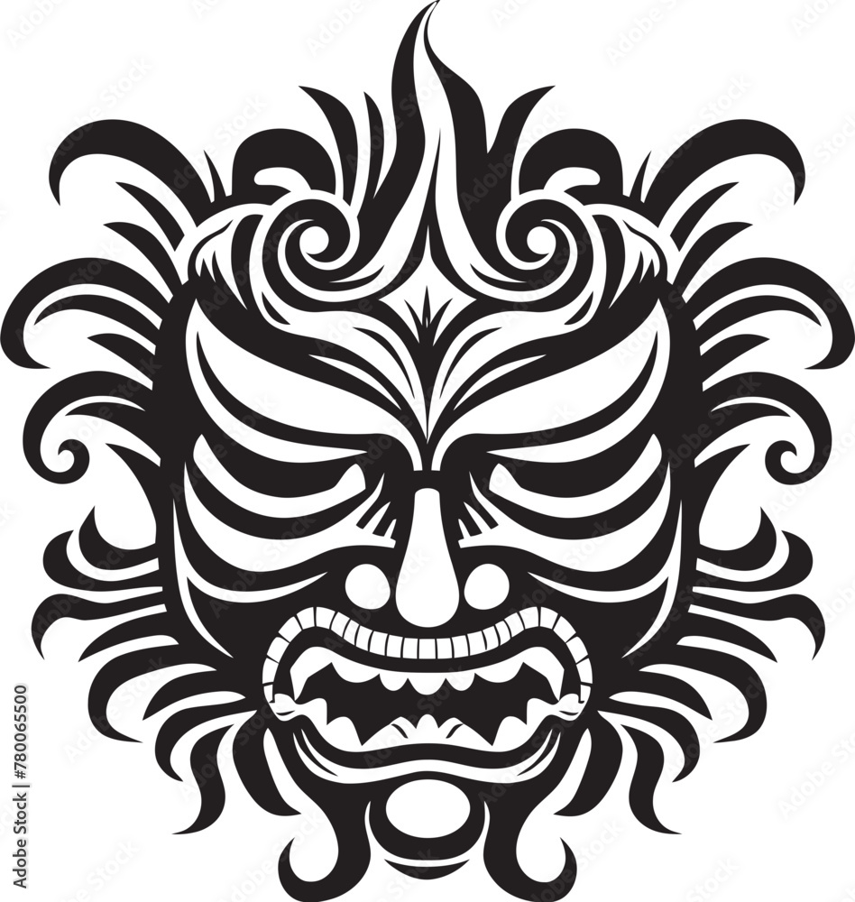 Cultural Reflections: Balinese Mask Icon Design Bali Bliss: Bali Mask Emblem Graphics