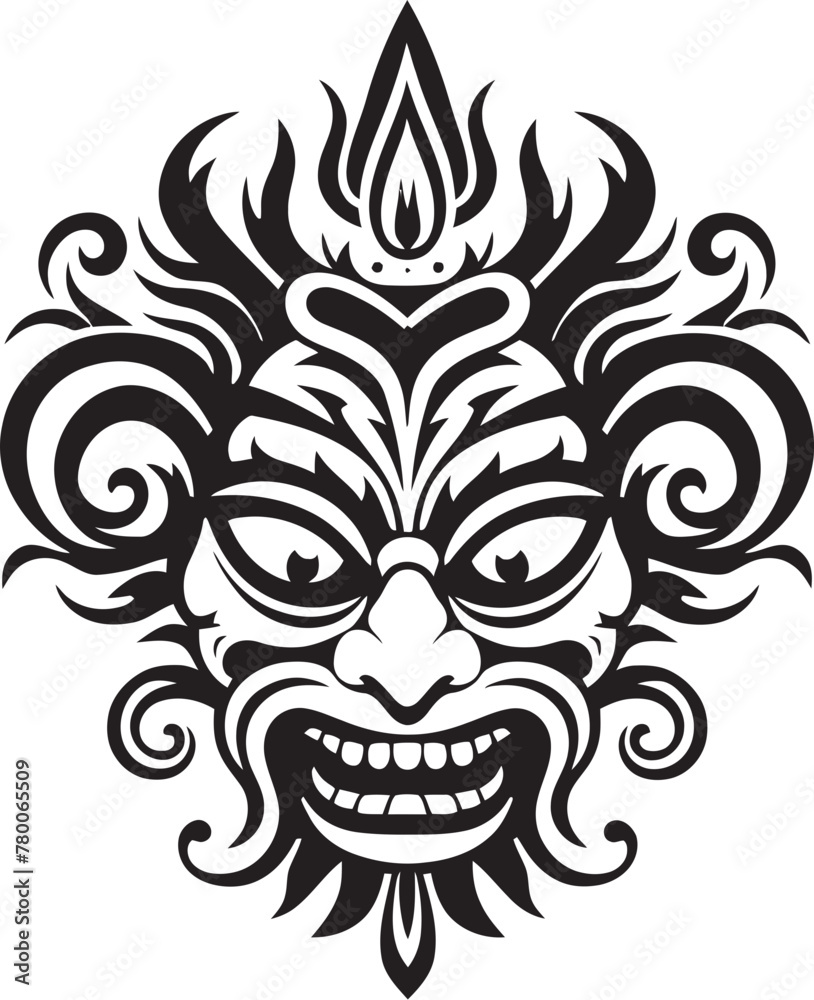 Bali Bliss: Bali Mask Emblem Graphics Island Spirit: Traditional Mask Vector Logo