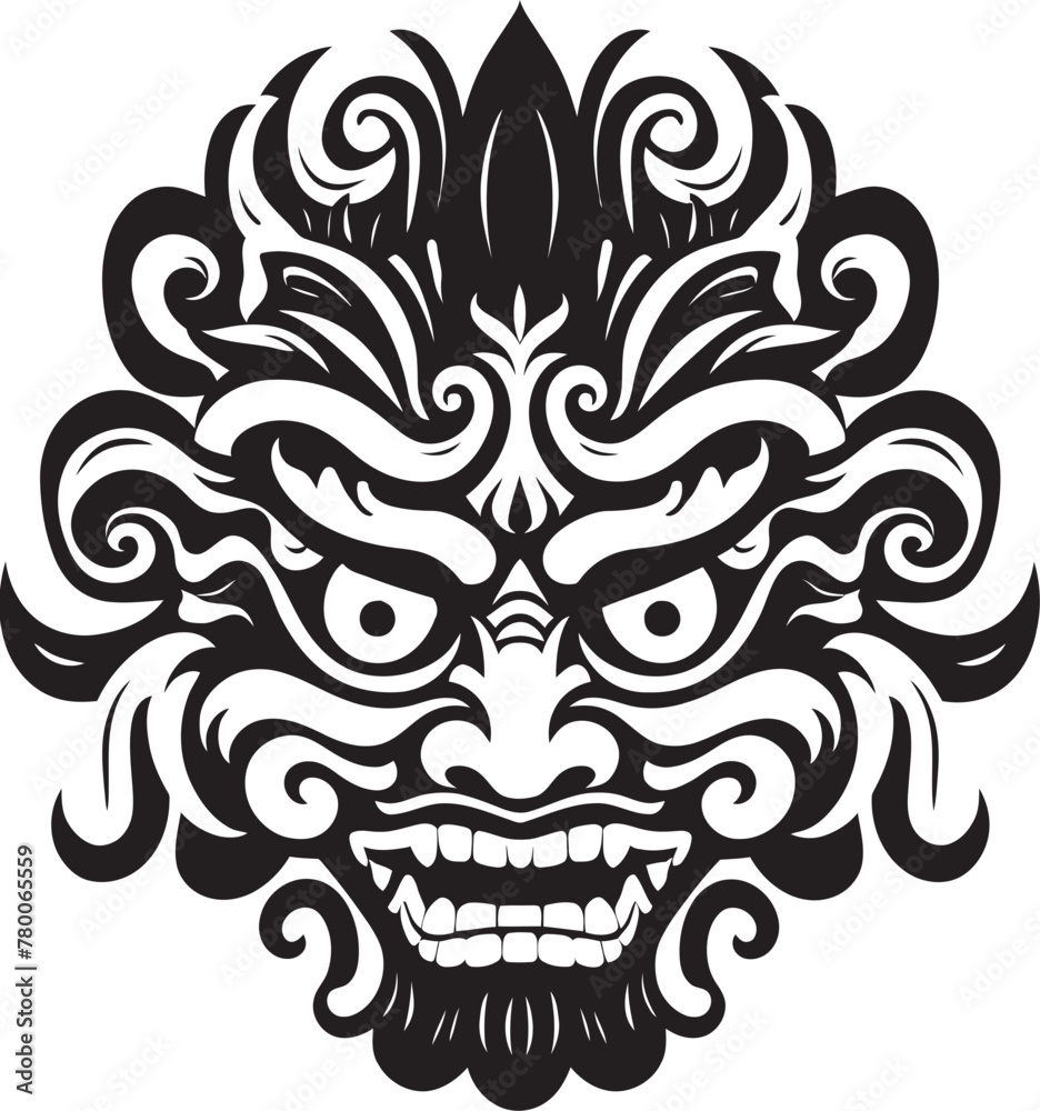 Cultural Captivation: Balinese Mask Icon Design Bali Brilliance: Bali Mask Emblem Graphics