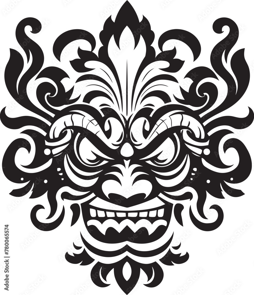 Cultural Creations: Traditional Bali Mask Logo Graphics Island Splendor: Bali Mask Icon Design