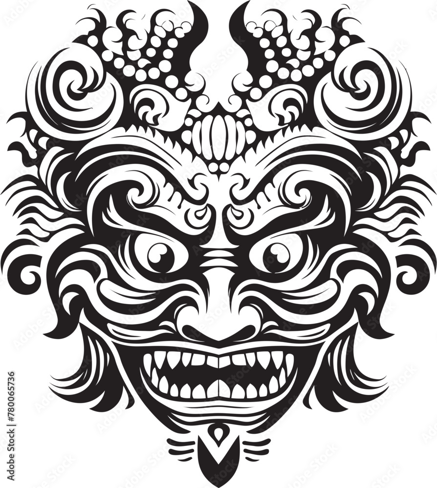 Island Legacy: Traditional Bali Mask Logo Design Mystical Masks: Bali Mask Icon Graphics