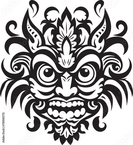 Cultural Essence: Traditional Bali Mask Icon Design Enchanting Visage: Vector Logo of Bali Mask