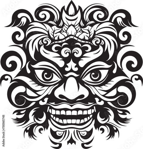 Mystical Masks  Bali Mask Icon Graphics Spiritual Splendor  Traditional Bali Mask Emblem Graphics