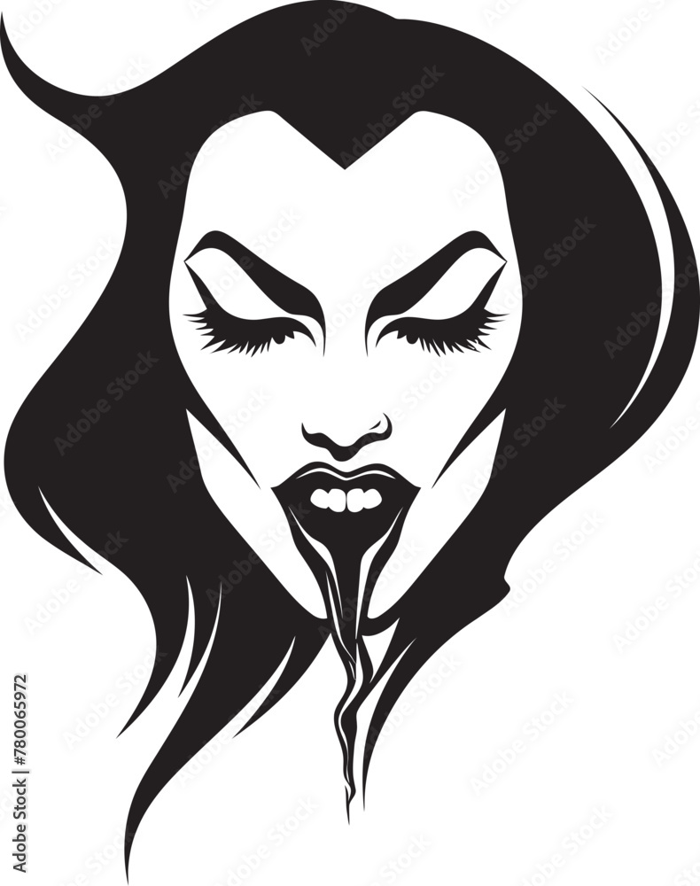 Veiled Vixen Vamp: Woman Vampire Face Emblem Graphics Temptress Twilight Teeth: Vector Logo of Femme Vampire's Visage Veiled Vixen Vamp: Woman Vampire Face Emblem Graphics Temptress Twilight Teeth: Vector Logo of Femme Vampire's Visage