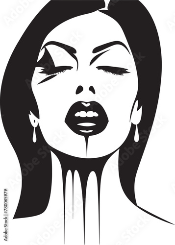 Moonlit Majesty: Vector Logo of Female Vampire Face Midnight Mystique: Woman Vampire Face Icon Design © BABBAN