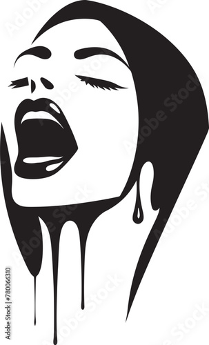 Midnight Mystery: Vector Logo of Mysterious Vampire Face Moonlit Maiden: Woman Vampire Icon Graphics photo