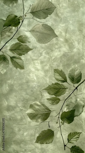 Three Green Leaves on a White Background