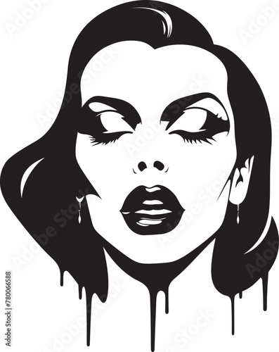 Twilight Temptress: Woman Vampire Emblem Design Moonlit Muse: Vector Logo of Elegant Vampire Face photo