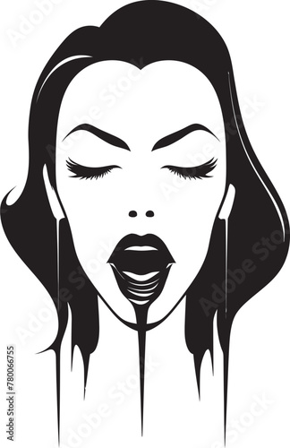 Nocturnal Nobility: Woman Vampire Face Emblem Graphics Gothic Grace Gaze: Vector Logo of Female Vampire's Face © BABBAN