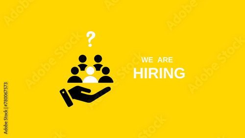 We are Hiring a design with a Magnifying Glass on a yellow background. Minimal we are hiring background. 