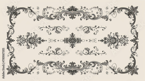 Ornate vintage frames and scroll elements. Classic calligraphy swirls  swashes  dividers  floral motifs. Good for greeting cards  wedding invitations  restaurant menu  royal certificates.