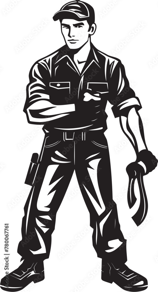 Craftsmanship Chronicles: Iconic Worker Emblem Graphics Laborer Lore: Vector Logo of Essential Worker