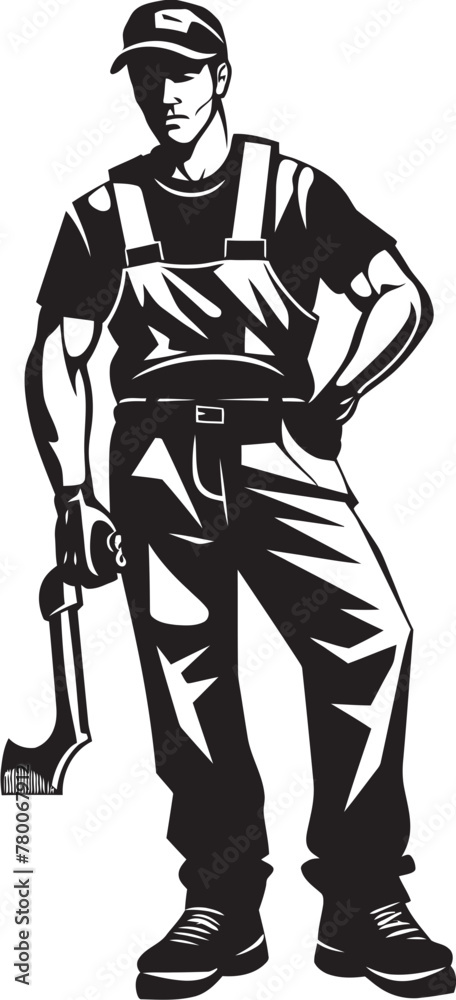 Labor Legacy: Iconic Worker Symbol Design Worker Warriors: Vector Logo of Dedicated Worker