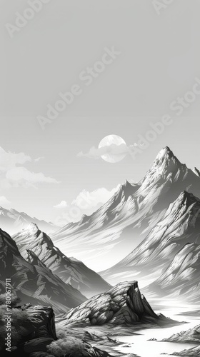 Majestic Snow-Covered Mountain With Sky Background