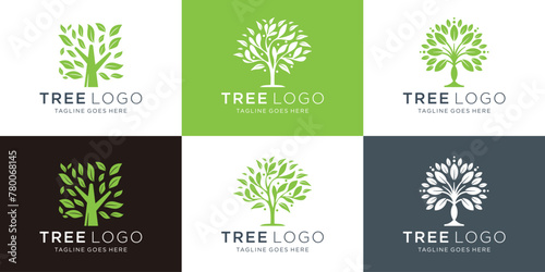 vector Tree logo set design. plant nature symbols template. Vector illustration.