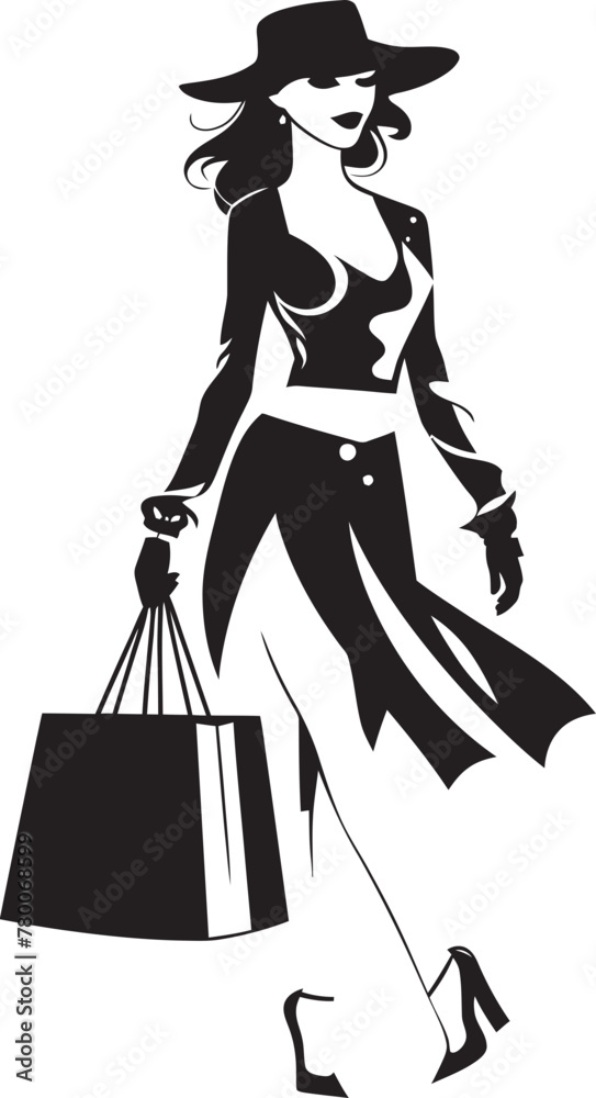 Urban Glam Gal: Young Woman Shopping Bag Graphics Couture Couture Chic: Vector Logo of Fashion Maven Urban Glam Gal: Young Woman Shopping Bag Graphics Couture Couture Chic: Vector Logo of Fashion Maven