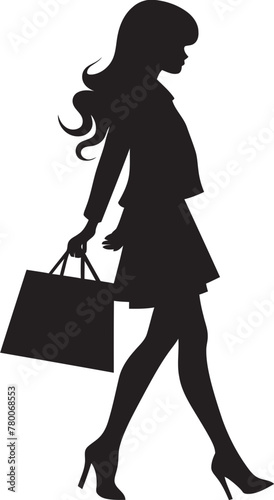 Style Statement: Stylish Lady's Shopping Bag Emblem Trendsetter's Style: Iconic Shopping Bag Design for Young Woman