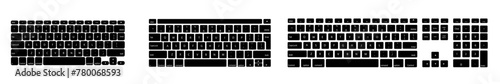 Templates of keyboard devices of different sizes. Computer keyboard characters from Small to Large. Technological instrumental black keyboard. Stock vector eps10