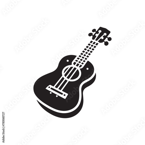 Creative Rhythm: Magnificent Ukulele Silhouette, Enhanced by Sleek Vector Design, Ukulele Illustration - Minimallest Ukulele Vector
