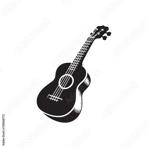 Harmonious Melodies: Captivating Ukulele Silhouette, Illustrated and Enhanced with Minimal Vector Design, Ukulele Illustration - Minimallest Ukulele Vector

