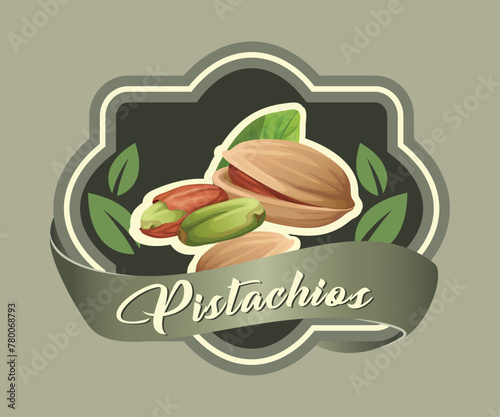 Pistachio nut vector sticker isolated on white background