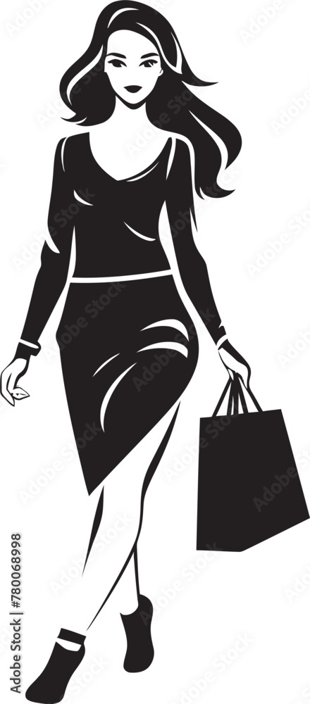 Trendsetter Trend: Vector Logo of Fashionable Femme Boutique Beauty: Young Woman Iconic Shopper Design Trendsetter Trend: Vector Logo of Fashionable Femme Boutique Beauty: Young Woman Iconic Shopper Design