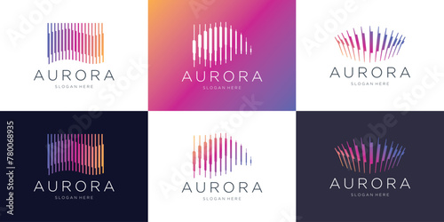 set of Aurora logo icon design template flat vector and gradient color branding. © ulhaq_std