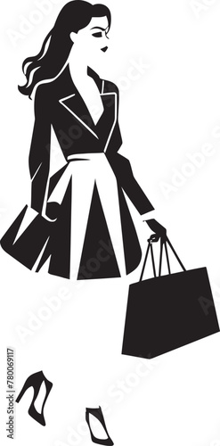 Trendsetter Trailblazer: Young Woman Iconic Shopper Design Fashionable Femme: Vector Logo of Vogue Visionary