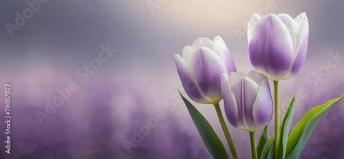 Tulipes, fleurs violettes. Fond floral.  Papier peint fleuri © Iwona