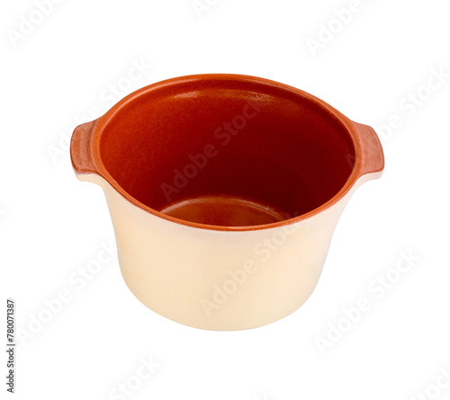 Ceramic cooking pot pan on white
