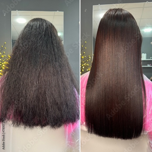 beautiful long shiny hair after keratin straightening