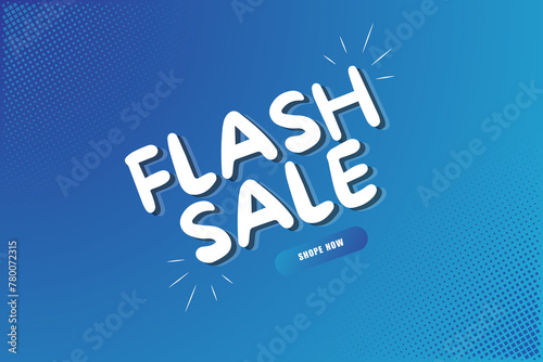 Flash Sale Shopping Poster or banner with Flash icon with 3D text on a blue background. Flash Sales banner template design for social media and website. Special Offer Flash Sale promotion.