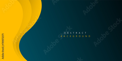 Blue and yellow wave modern background with space for text and message. template design