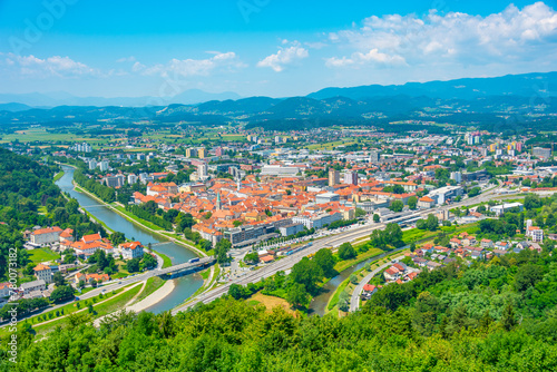 Aerial view of Slovenian town Celje