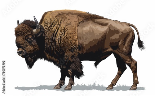 Majestic, wild, bison, powerful, grazing