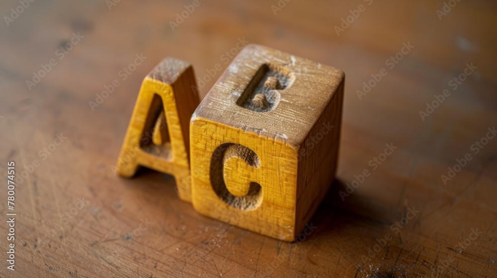 Wooden cube with ABCD on isolated background generative ai Wooden cube with ABCD on isolated background generative ai
