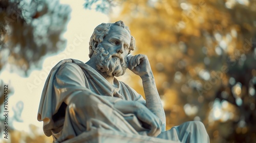 Greek philospher Aristotle like a monument, statue