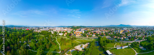 Ljubljana castle dominating skyline of the Slovenian capital