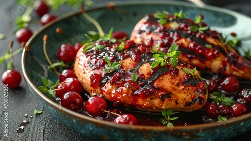 Grilled chicken with cherry sauce 