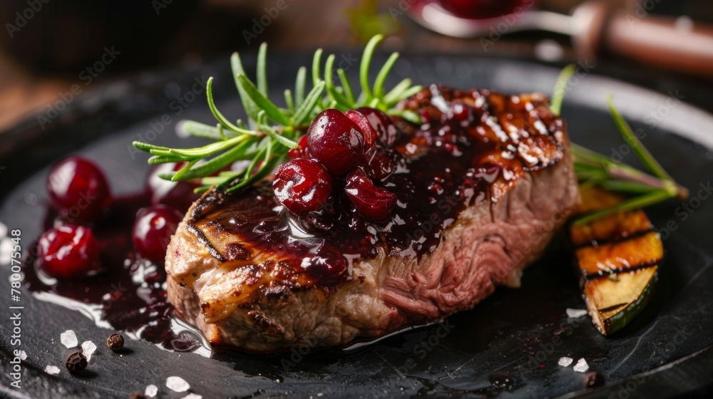 Grilled meat with cherry sauce Grilled meat with cherry sauce