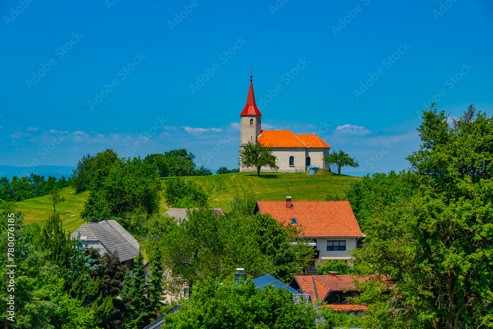 Lonely church on a top of a hill in Slovenia