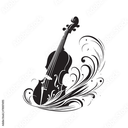 Symphonic Elegance: Stunning Silhouette of Violin Music Instrument, Brought to Life with Detailed Illustration and Minimalist Vector Design, Violin Illustration - Minimallest Violin Vector
