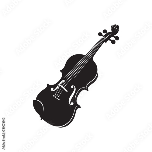 Melodic Masterpiece: Exquisite Silhouette of Violin Music Instrument, Illustrated with Intricate Detailing and Minimalist Vector Design, Violin Illustration - Minimallest Violin Vector
