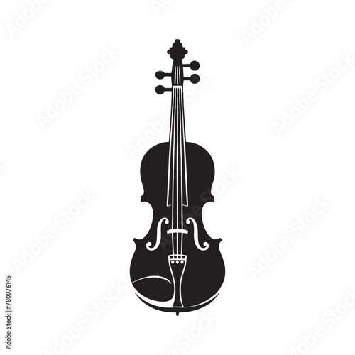 Symphony of Strings: Enchanting Violin Silhouette, Illustrated with Precision and Complemented by Minimal Vector Rendering, Violin Illustration - Minimallest Violin Vector
