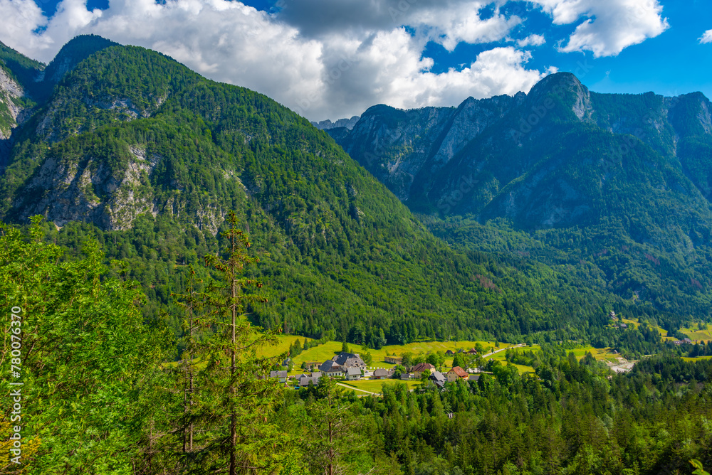 Ταπετσαρία Panorama view over Soca river valley in Slovenia