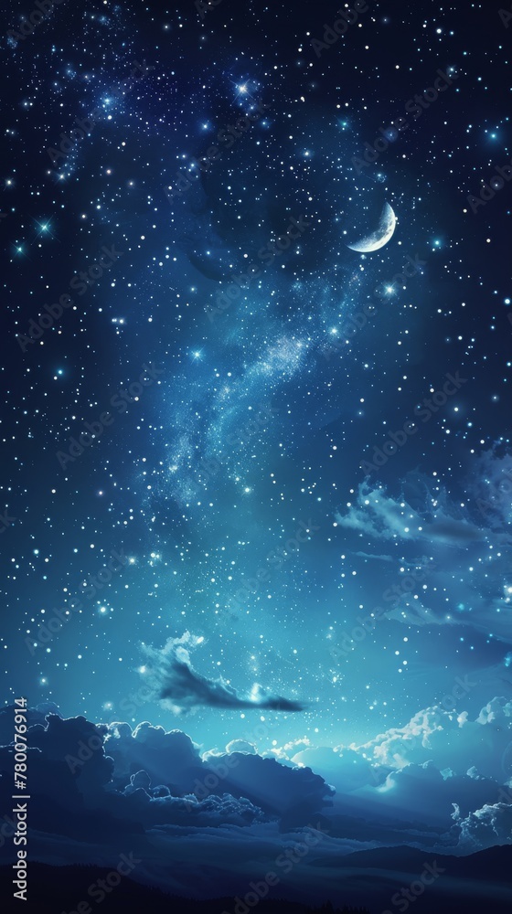 Obraz premium Night Sky With Stars and Moon