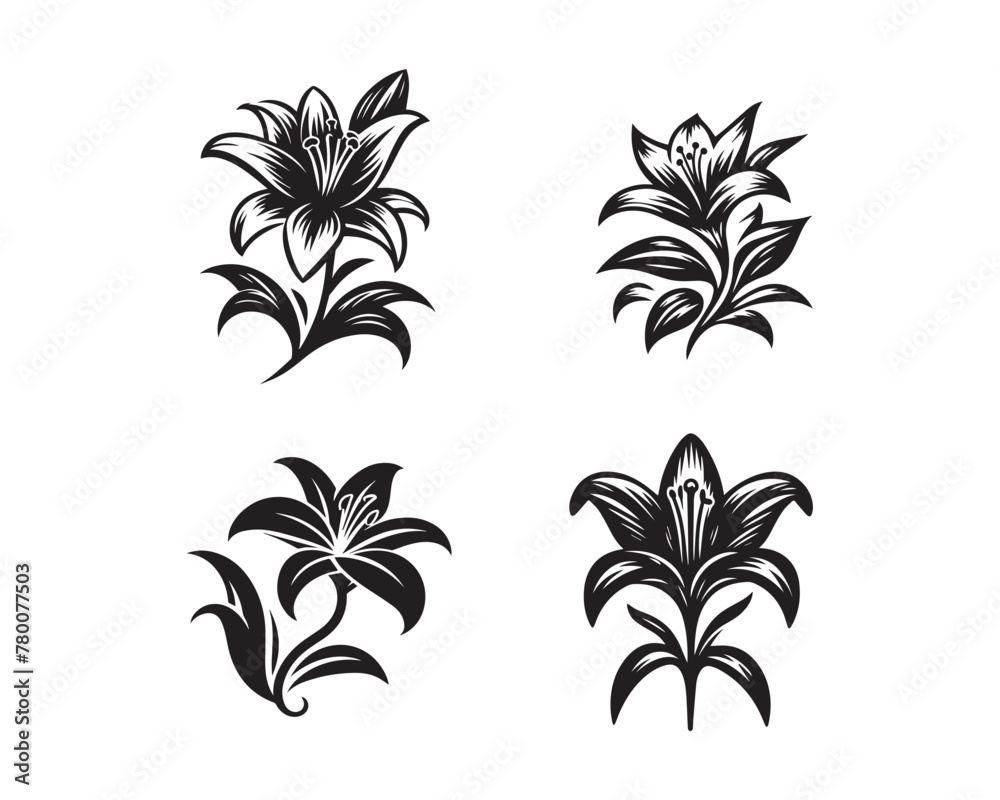 lily flowers silhouette vector icon graphic logo design lily flowers silhouette vector icon graphic logo design