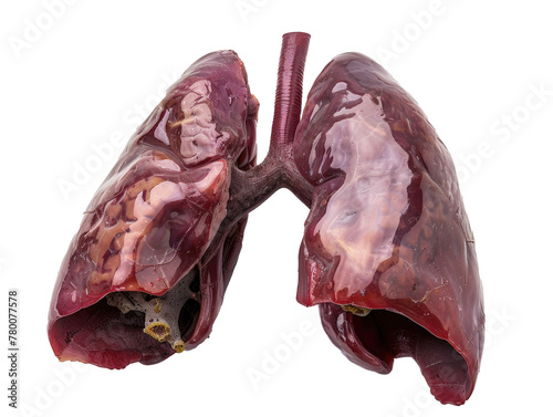 Human lung isolated with transparent background. AI generative.