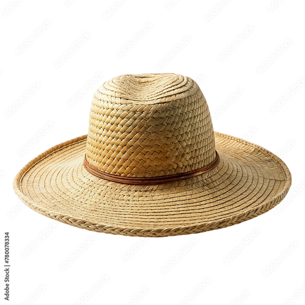Straw sun hat isolated on transparent background Straw sun hat isolated on transparent background